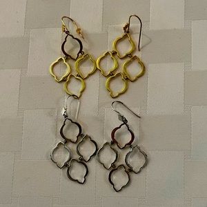 Stella and Dot Arabesque earrings-2 pairs, gold and silver.